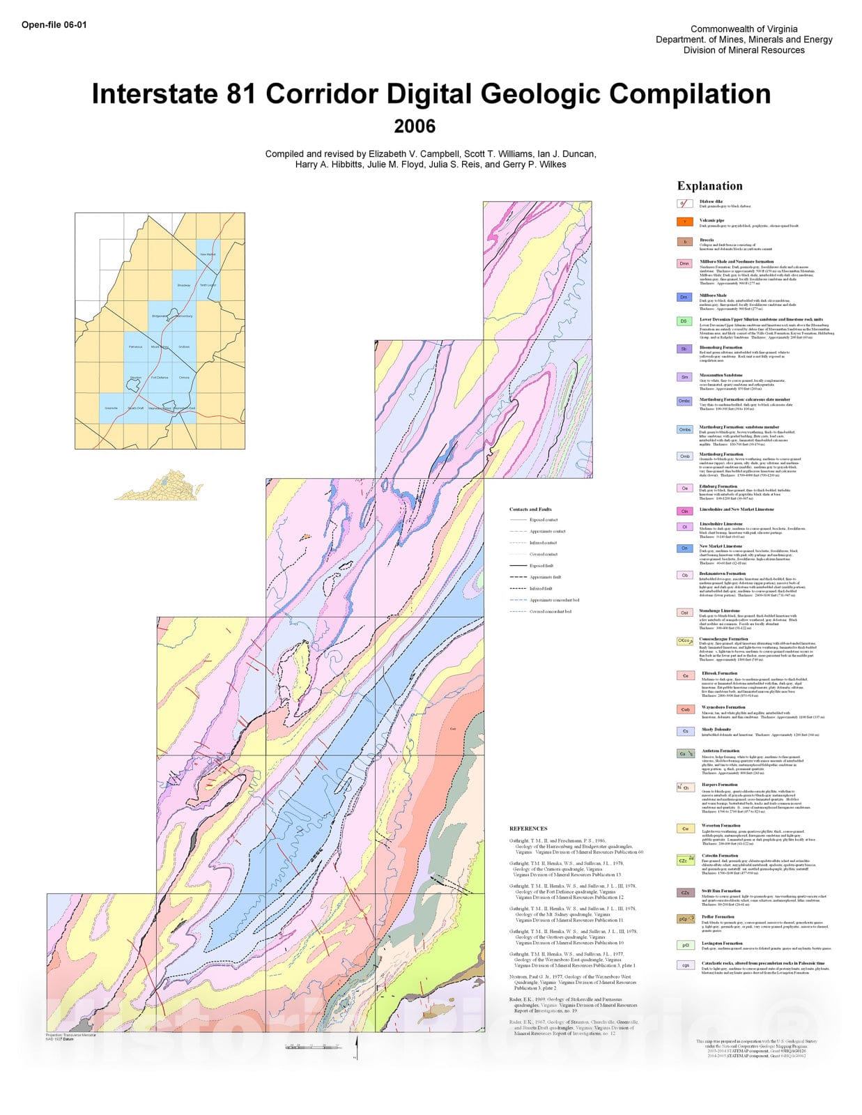 Map : Interstate eighty-one corridor digital geologic compilation, 2006 Cartography Wall Art :