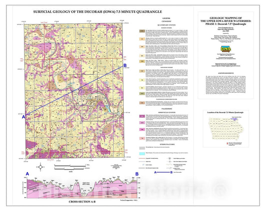 Map : Geologic mapping of the Upper Iowa River Watershed: Phase 1: Decorah 7.5' Quadrangle, 2005 Cartography Wall Art :