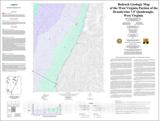 Map : Bedrock Geologic Map of the West Virginia Portion of the Brandywine 7.5' Quadrangle, West Virginia, 2009 Cartography Wall Art :