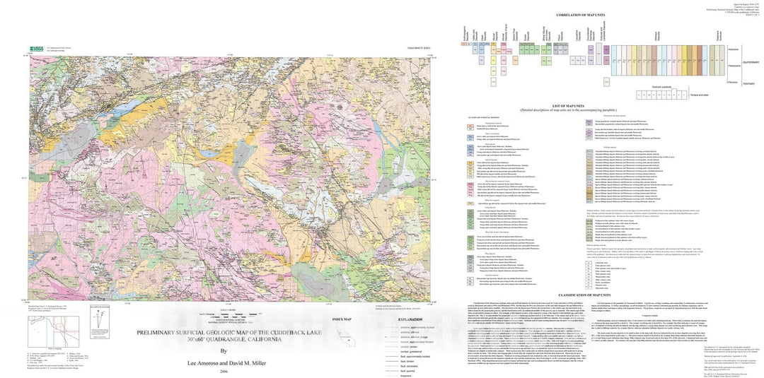 Map : Preliminary surficial geologic map of the Cuddeback Lake 30' x 60' quadrangle, California, 2006 Cartography Wall Art :