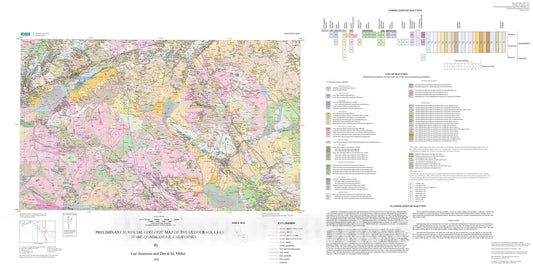 Map : Preliminary surficial geologic map of the Cuddeback Lake 30' x 60' quadrangle, California, 2006 Cartography Wall Art :