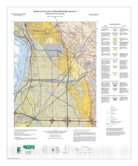 Map : Surficial geology of Wood River Quadrangle, 2005 Cartography Wall Art :