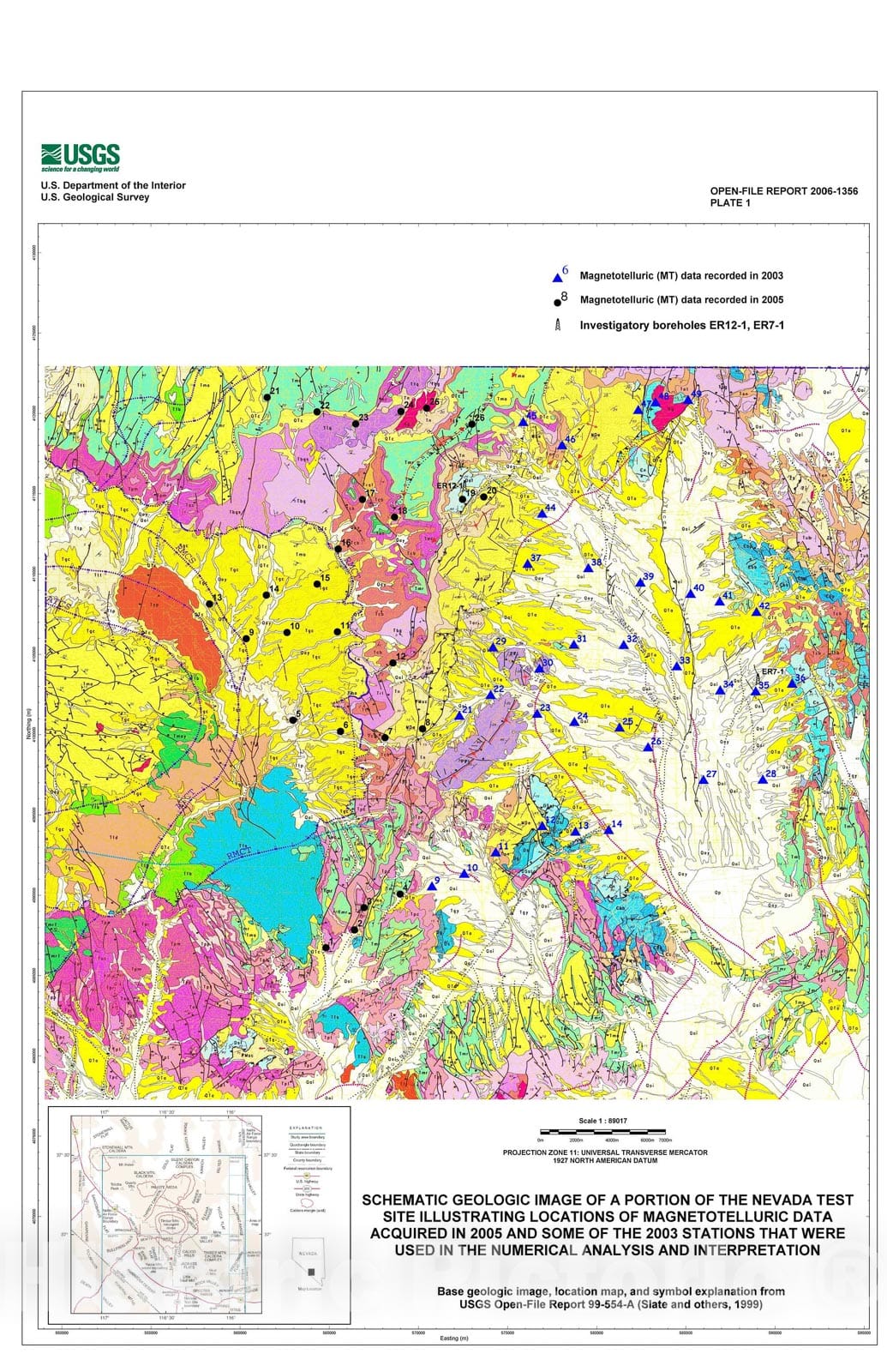 Map : Deep resistivity structure of Rainier Mesa-Shoshone Mountain, Nevada Test Site, Nevada, 2006 Cartography Wall Art :
