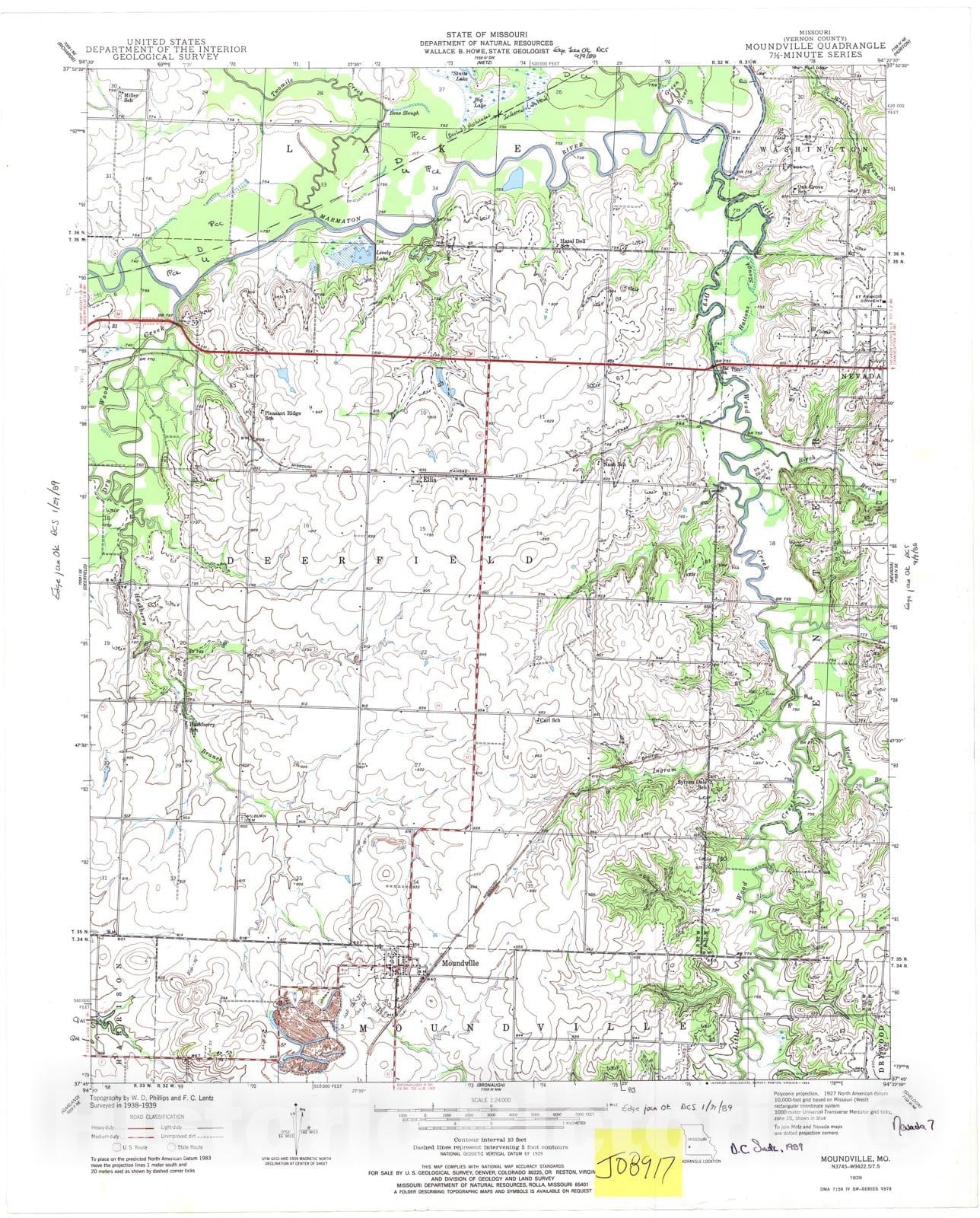 Map : Bedrock geologic map of the Moundville seven 1/2' quadrangle, Missouri, 1989 Cartography Wall Art :