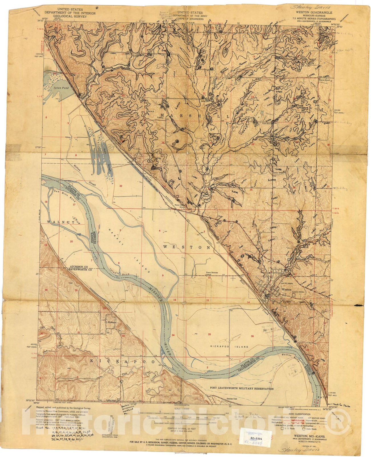 Map : Bedrock geologic map of the Missouri portion of the Weston seven 1/2' quadrangle, Missouri, 1955 Cartography Wall Art :
