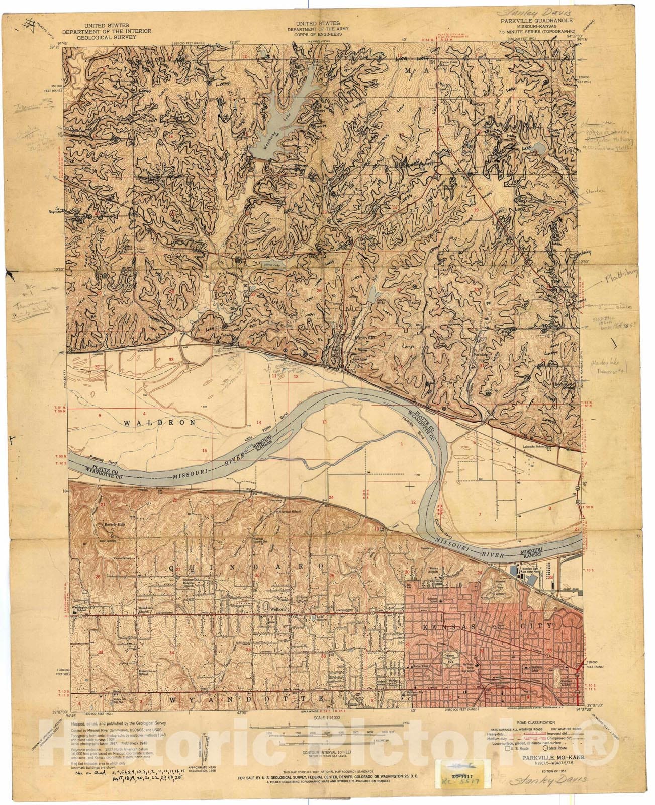 Map : Bedrock geologic map of the Missouri portion of the Parkville seven 1/2' quadrangle, Missouri, 1955 Cartography Wall Art :