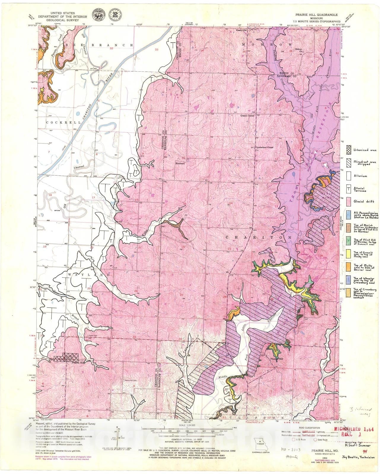 Map : Geologic map of the Prairie Hill seven 1/2' quadrangle, Missouri, 1980 Cartography Wall Art :