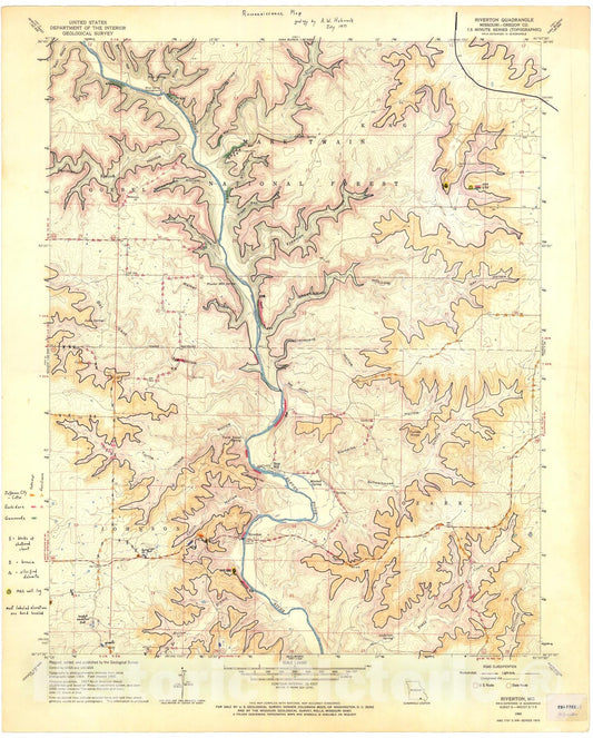 Map : Reconnaissance bedrock geologic map of the Riverton seven 1/2' quadrangle, Missouri, 19sevenseven Cartography Wall Art :
