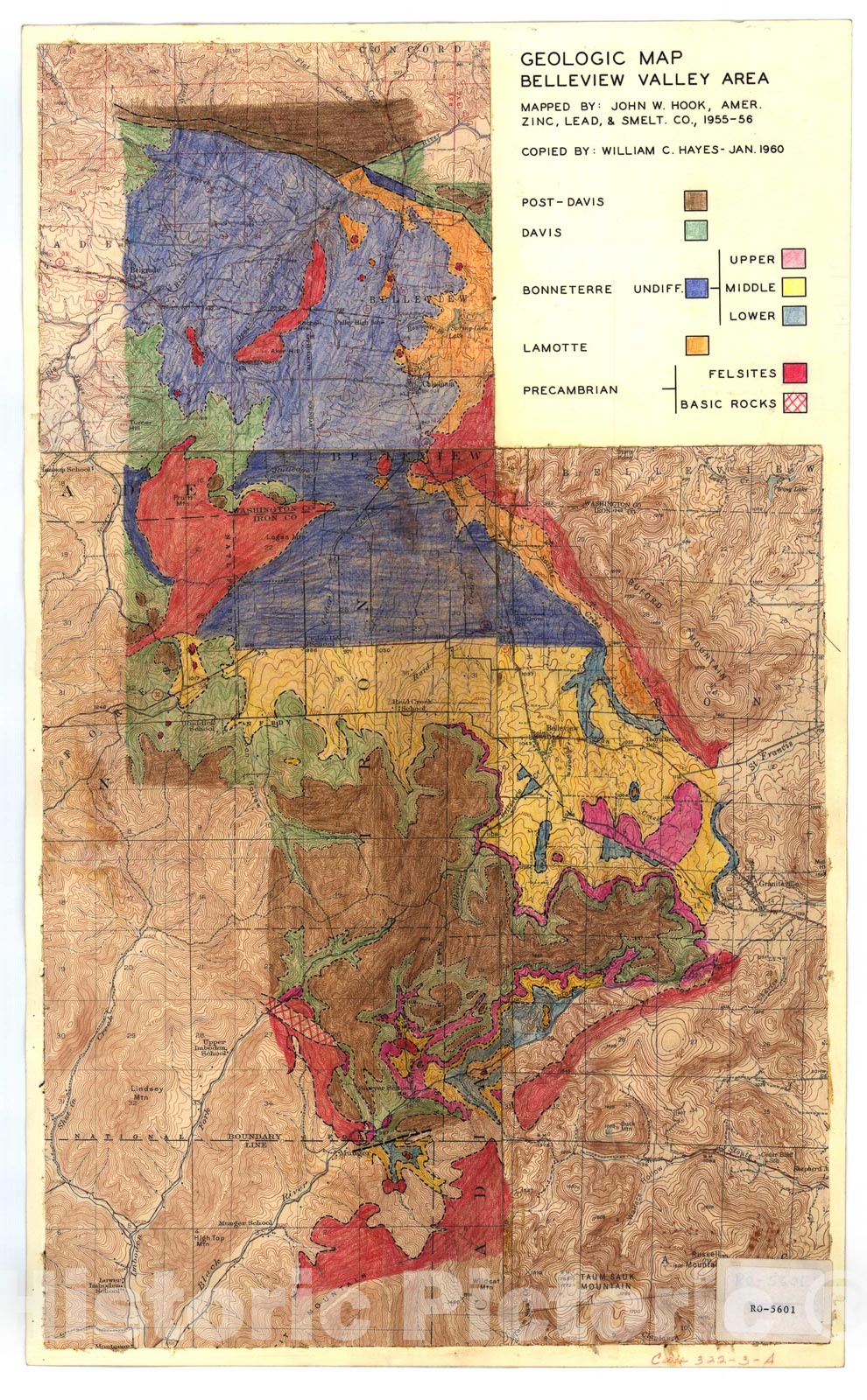 Map : Geologic map Belleview Valley area, Missouri, 1956 Cartography Wall Art :