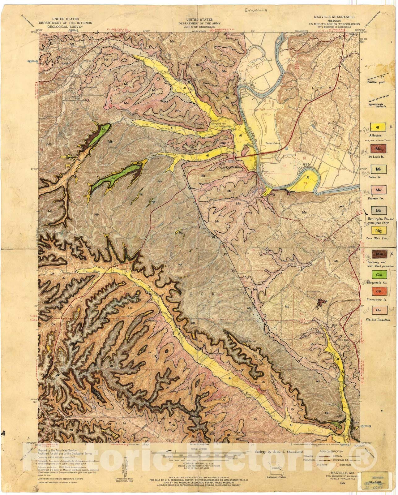 Map : Geologic map of the Maxville seven 1/2' quadrangle, Missouri, 1966 Cartography Wall Art :