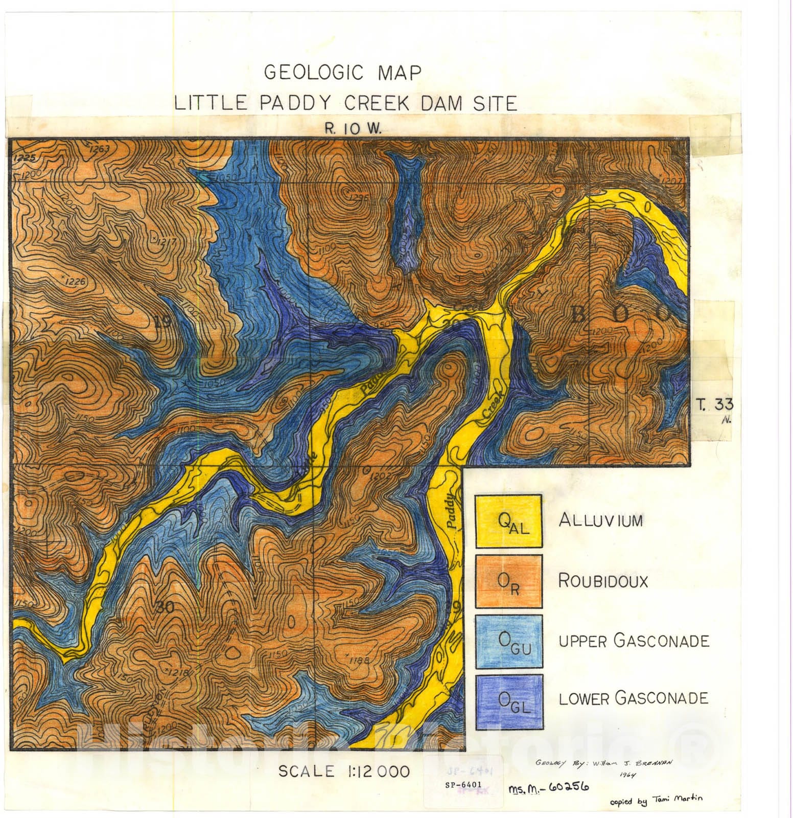 Map : Geologic map of the Little Paddy Creek Dam site, Missouri, 1964 Cartography Wall Art :
