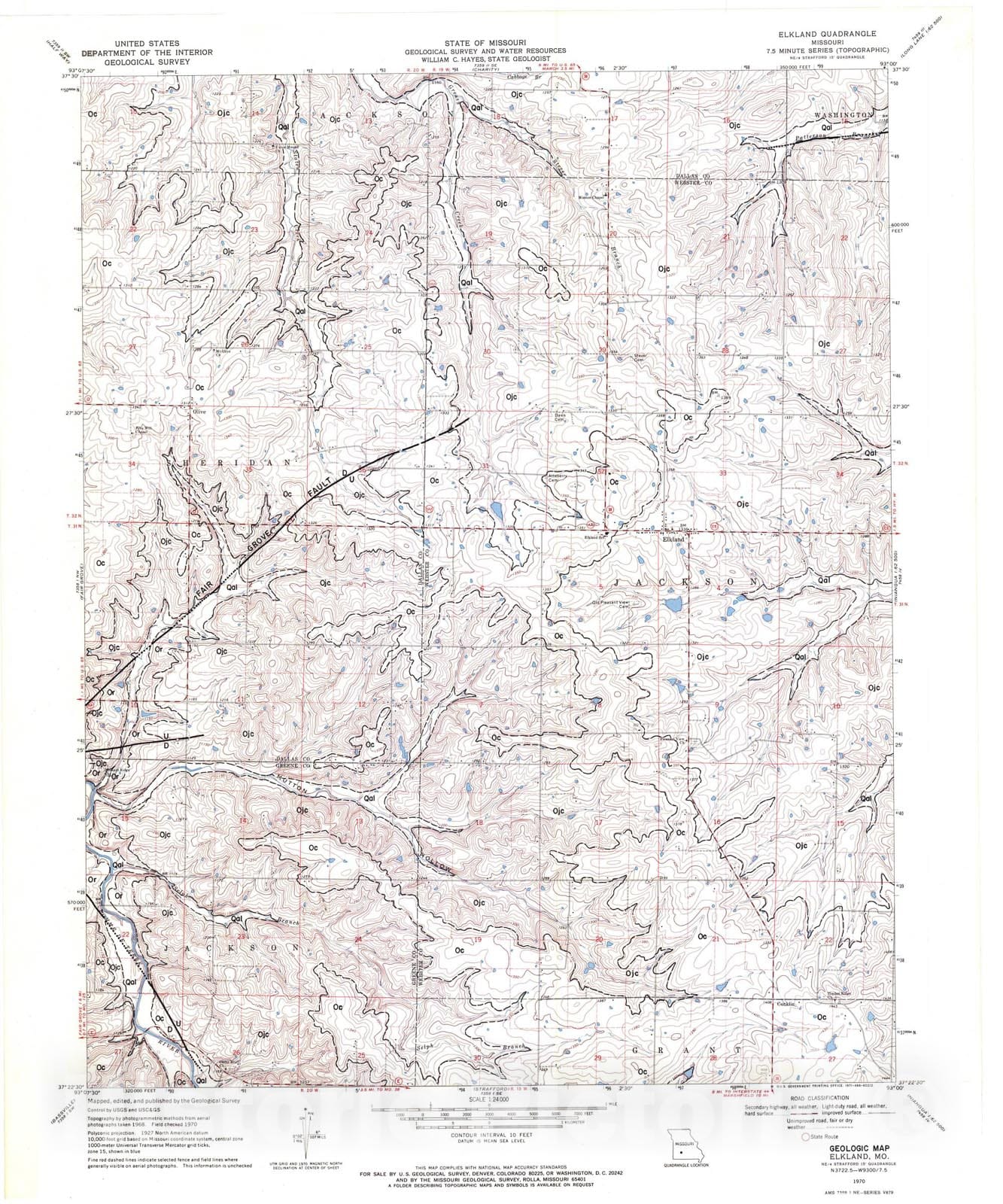 Map : Geologic map of the Elkland seven 1/2' quadrangle, Missouri, 1981 Cartography Wall Art :