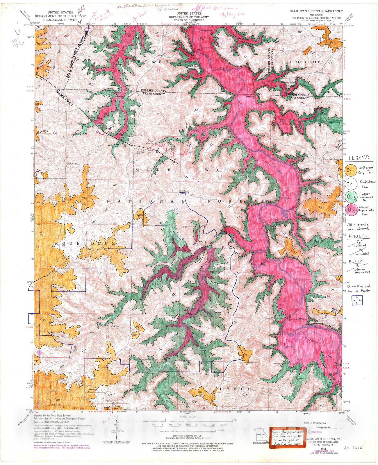 Map : Geologic map of the Slabtown Spring seven 1/2' quadrangle, Missouri, 1982 Cartography Wall Art :