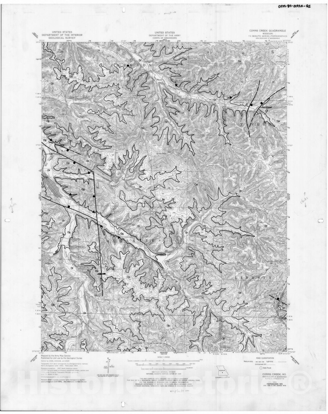 Map : Geologic map of the Conns Creek seven 1/2' quadrangle, Missouri, 1982 Cartography Wall Art :