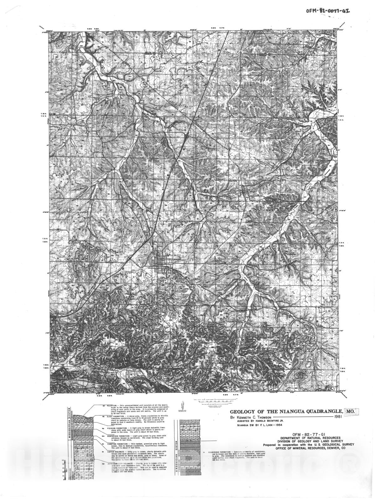 Map : Geology of the Niangua 15' quadrangle, Missouri, 1982 Cartography Wall Art :