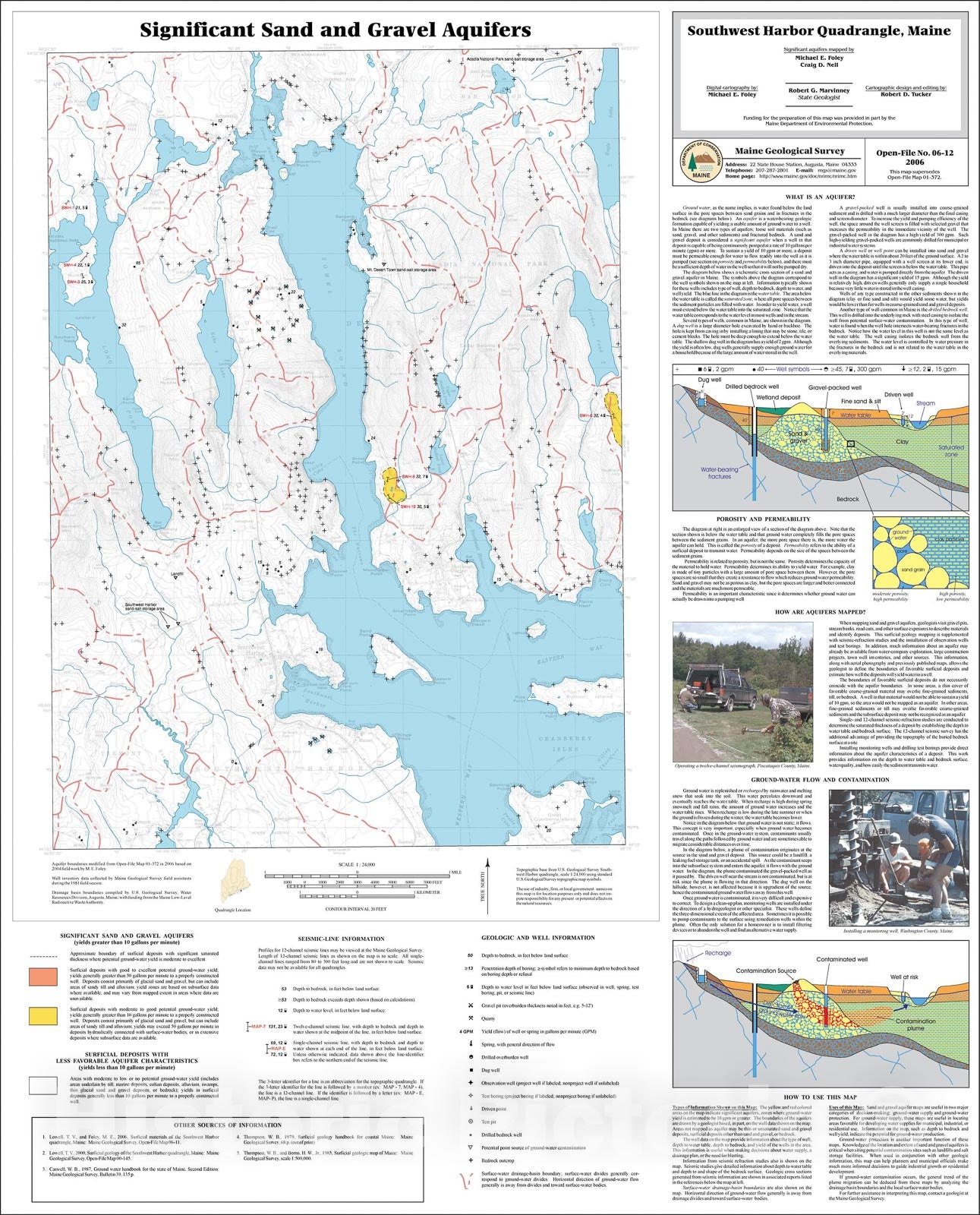 Map : Sand and gravel aquifers in the Southwest Harbor quadrangle, Maine, 2006 Cartography Wall Art :