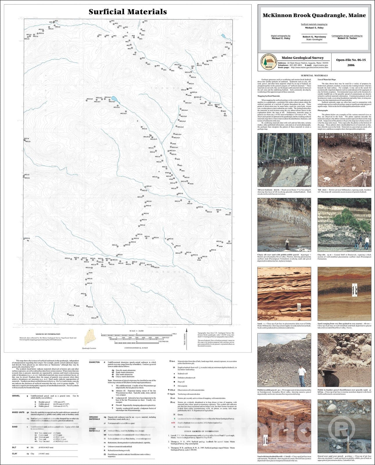 Map : Surficial materials of the McKinnon Brook quadrangle, Maine, 2006 Cartography Wall Art :
