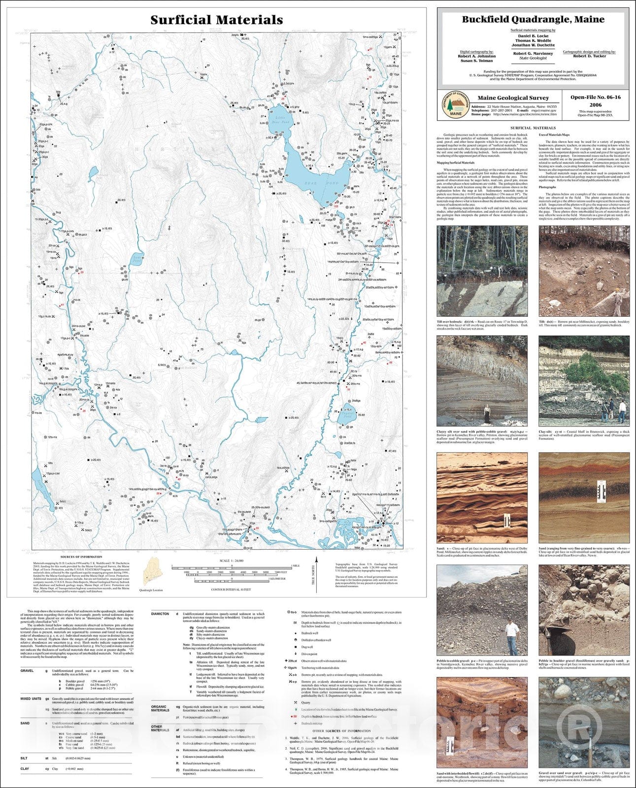 Map : Surficial materials of the Buckfield quadrangle, Maine, 2006 Cartography Wall Art :