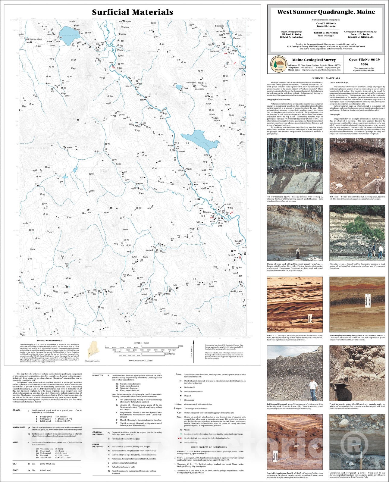 Map : Surficial materials of the West Sumner quadrangle, Maine, 2006 Cartography Wall Art :