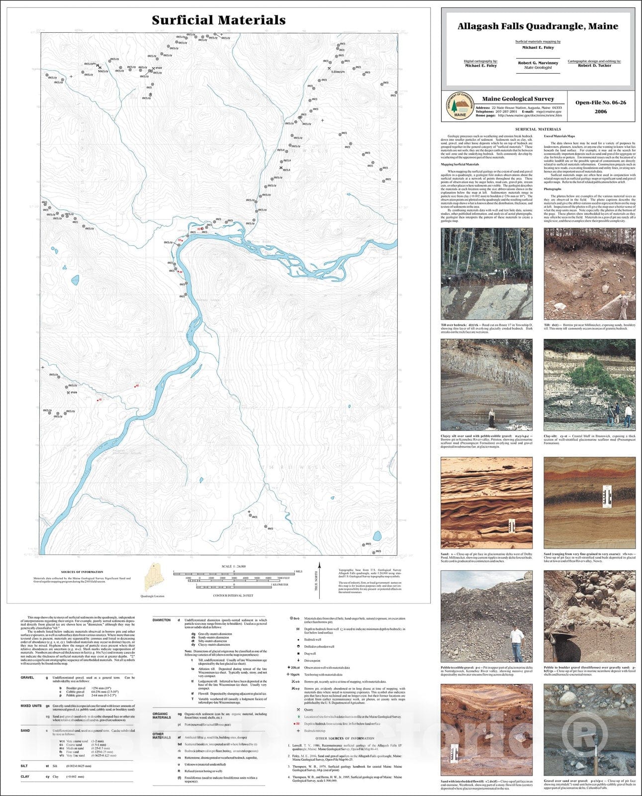 Map : Surficial materials of the Allagash Falls quadrangle, Maine, 2006 Cartography Wall Art :