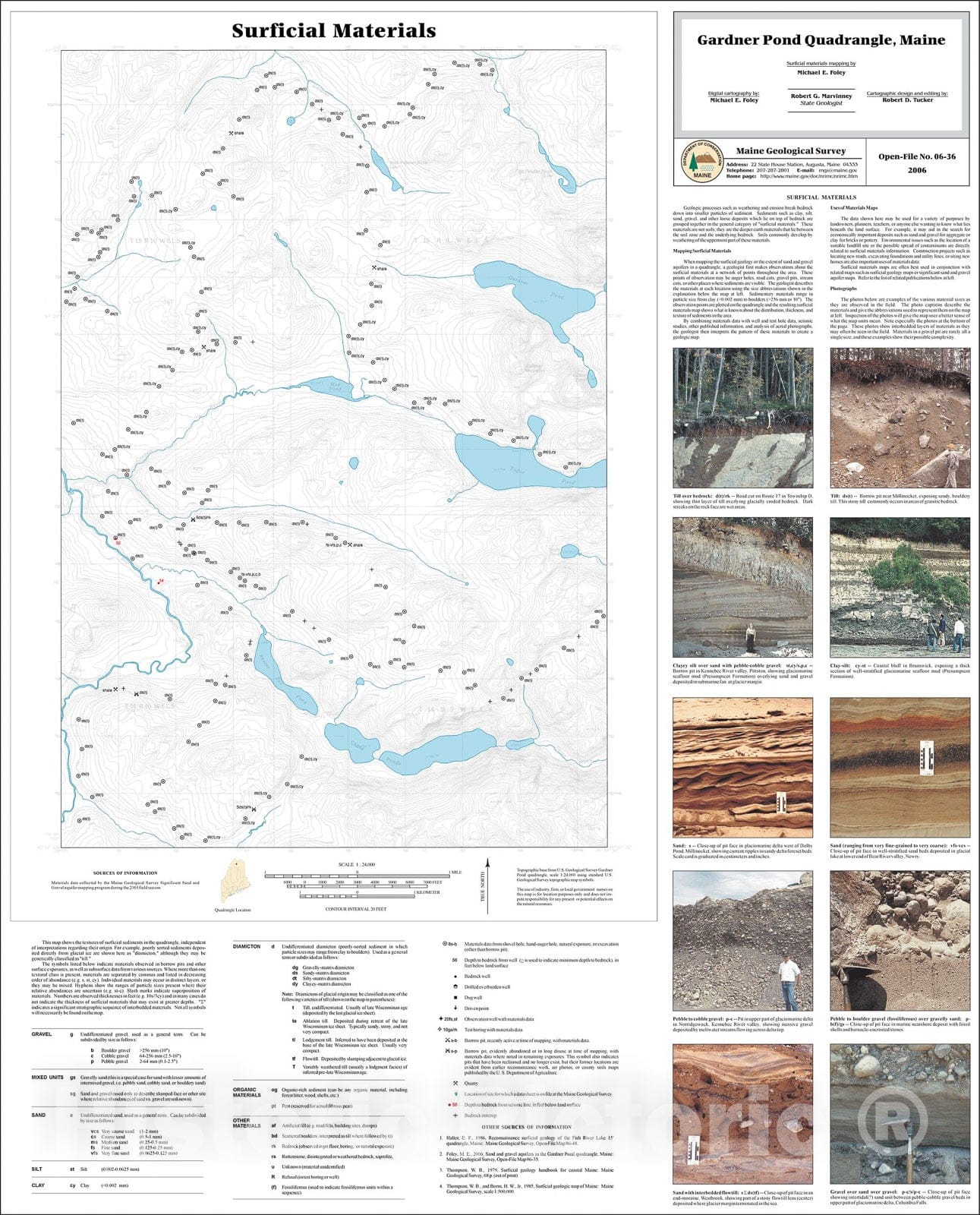 Map : Surficial materials of the Gardner Pond quadrangle, Maine, 2006 Cartography Wall Art :