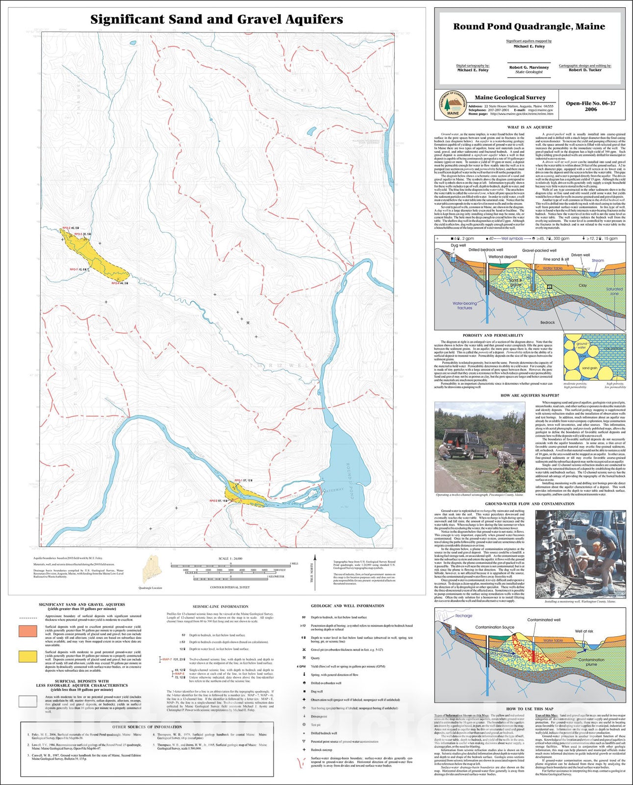 Map : Sand and gravel aquifers in the Round Pond quadrangle, Maine, 2006 Cartography Wall Art :