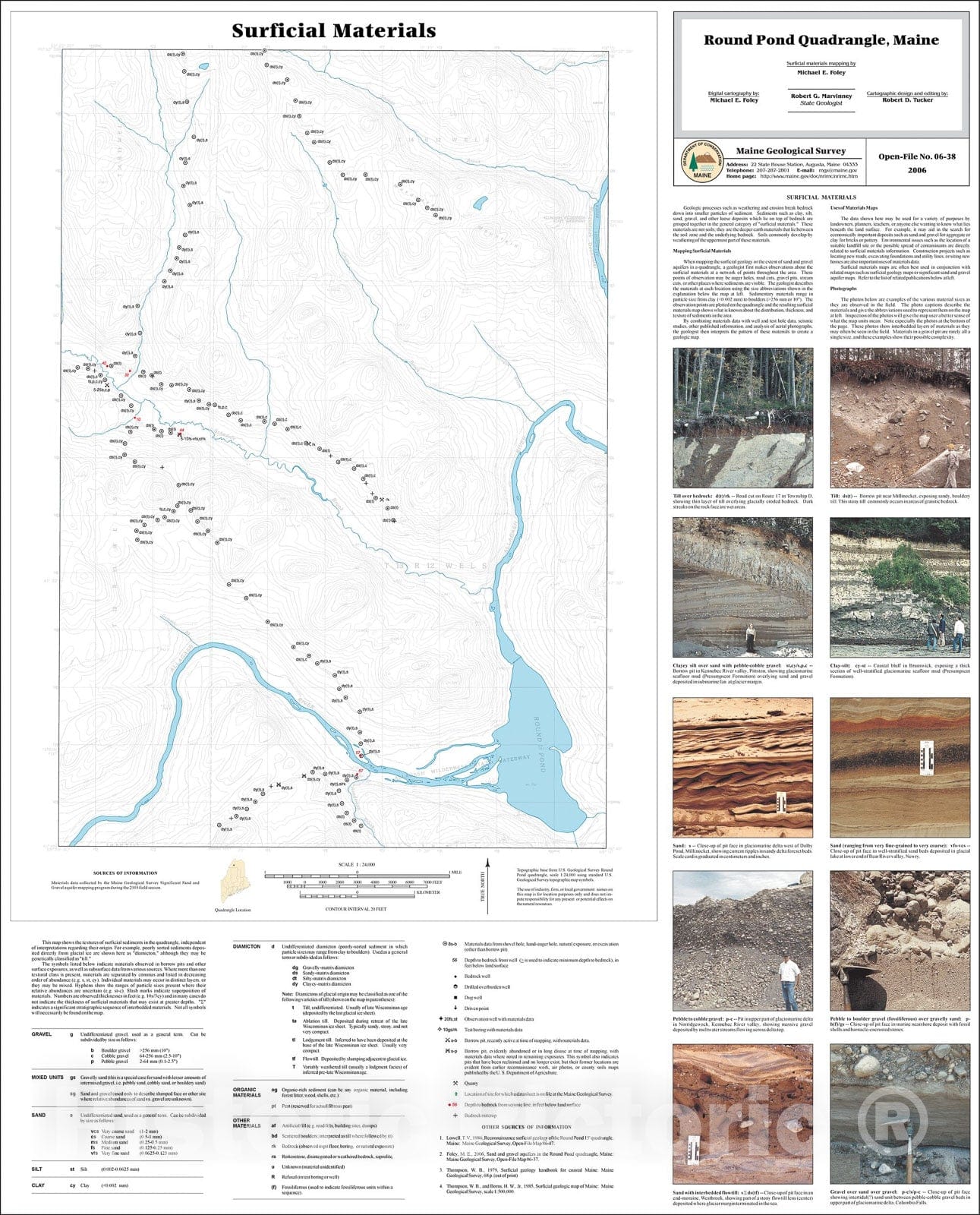 Map : Surficial materials of the Round Pond quadrangle, Maine, 2006 Cartography Wall Art :