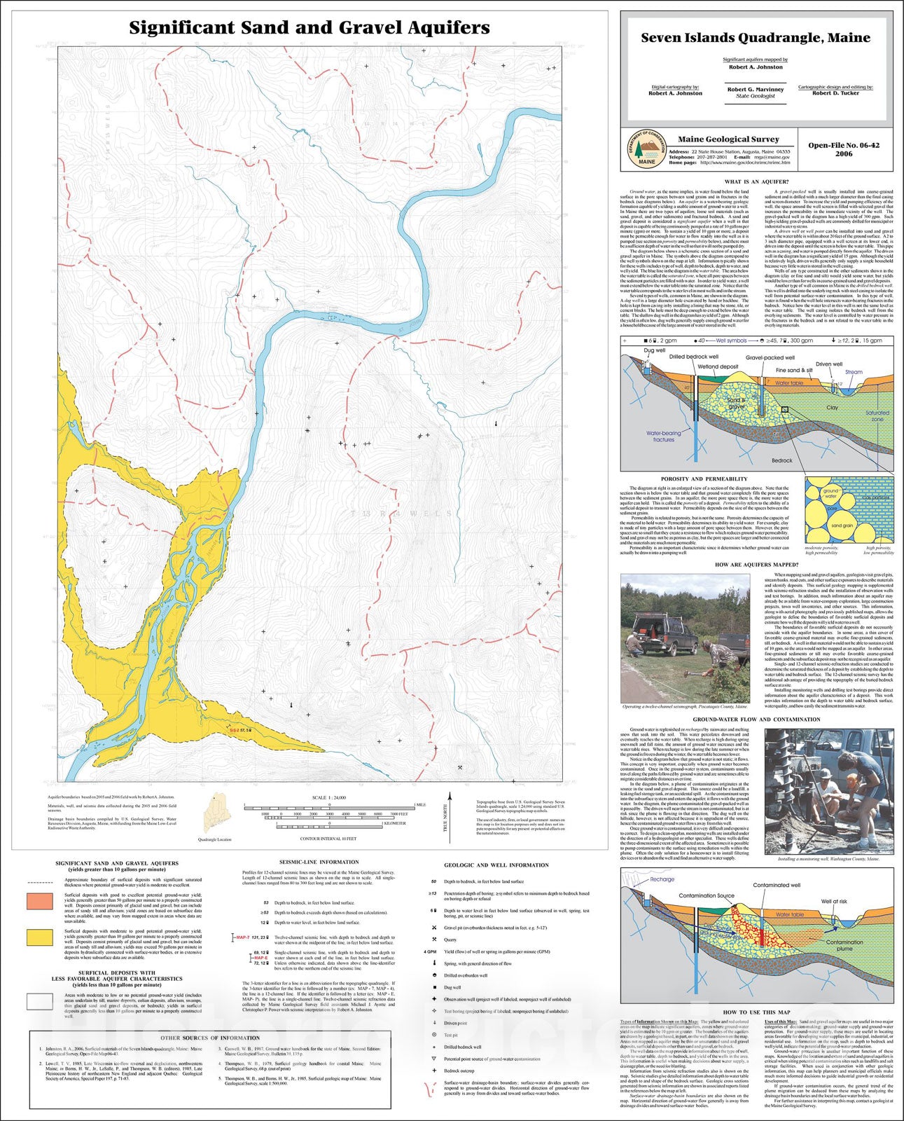 Map : Sand and gravel aquifers in the Seven Islands quadrangle, Maine, 2006 Cartography Wall Art :