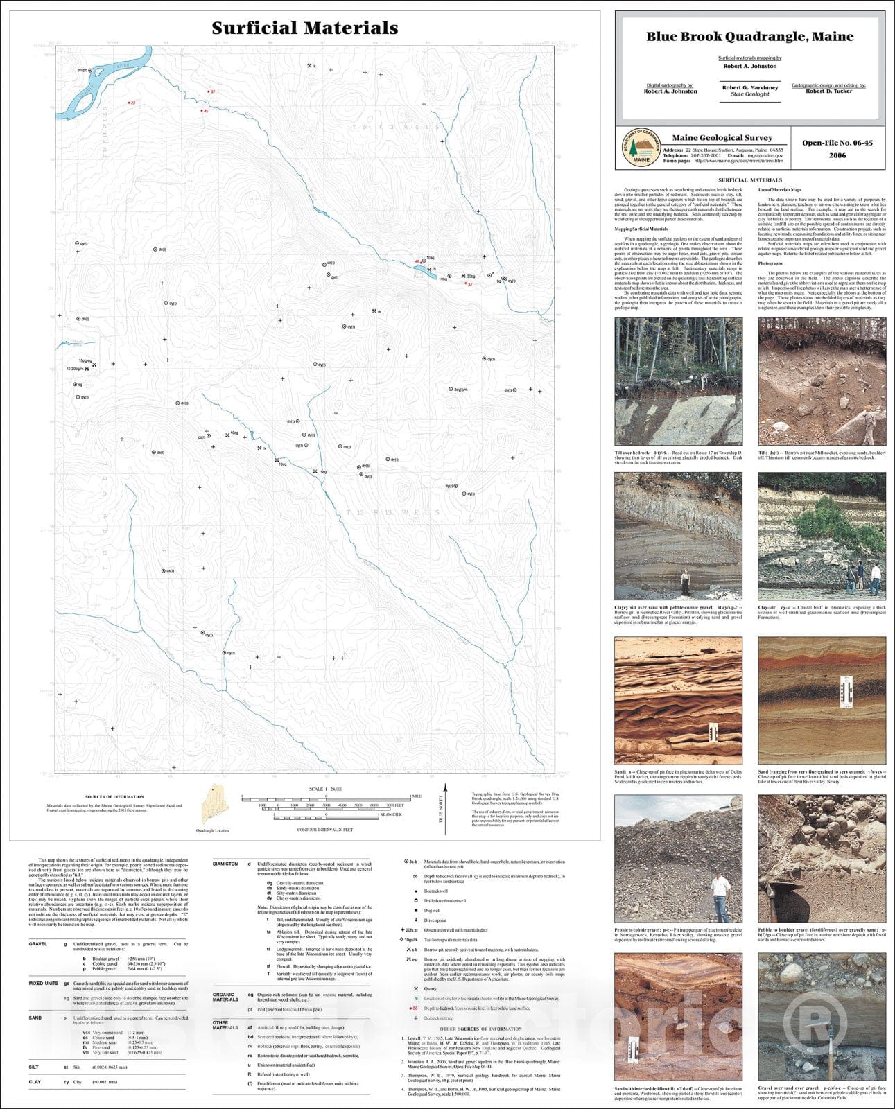 Map : Surficial materials of the Blue Brook quadrangle, Maine, 2006 Cartography Wall Art :