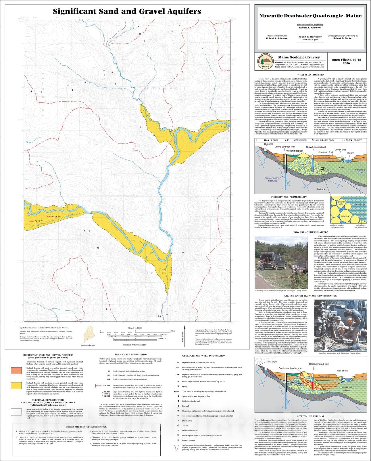 Map : Sand and gravel aquifers in the Ninemile Deadwater quadrangle, Maine, 2006 Cartography Wall Art :