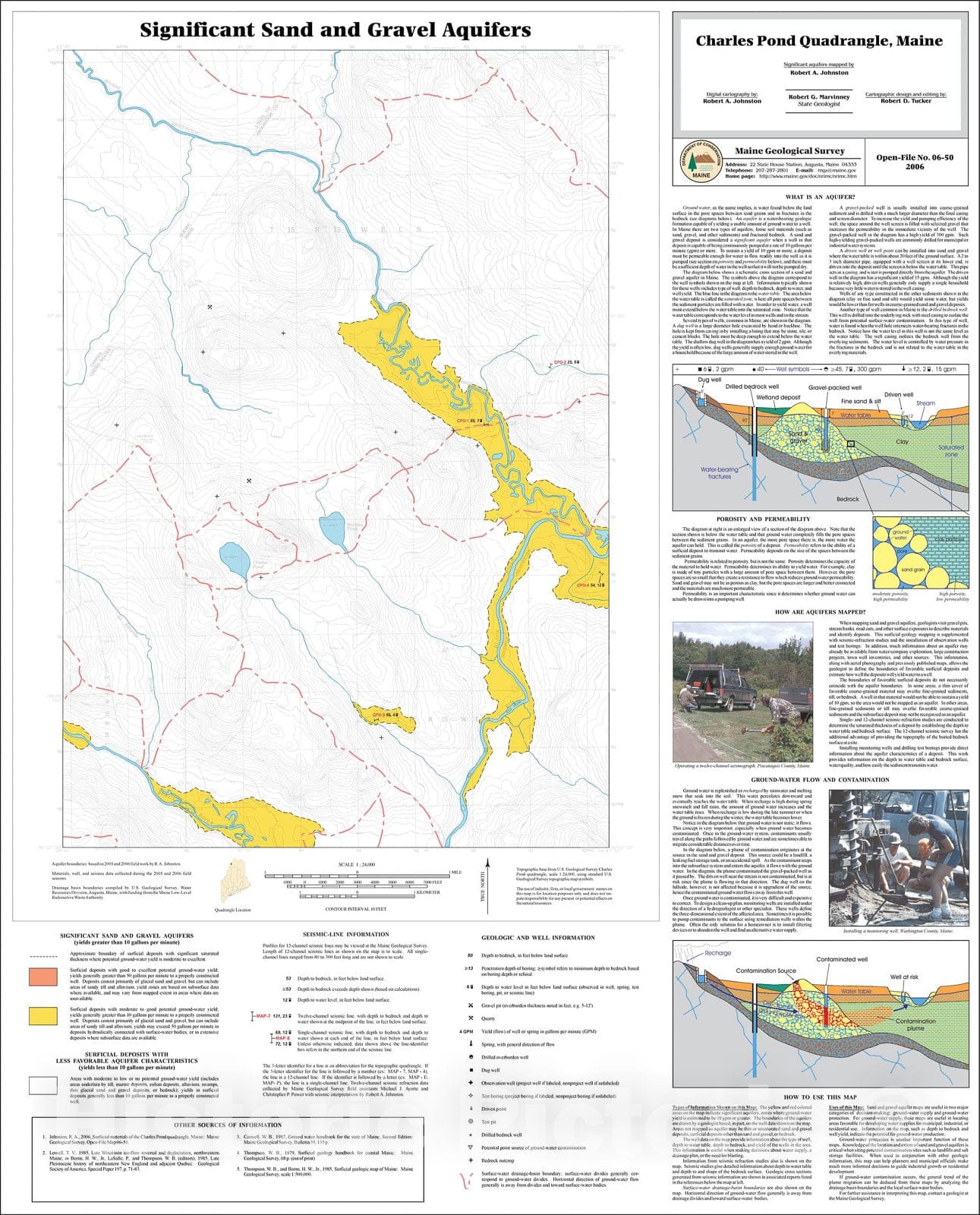 Map : Sand and gravel aquifers in the Charles Pond quadrangle, Maine, 2006 Cartography Wall Art :