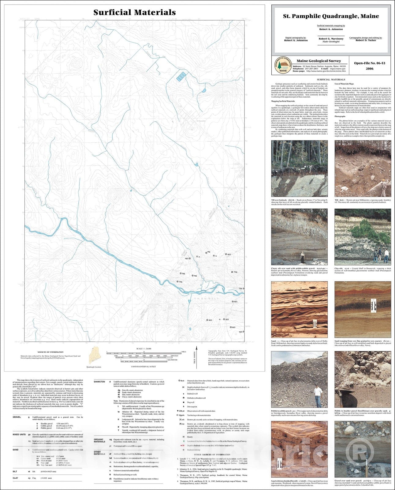 Map : Surficial materials of the St. Pamphile quadrangle, Maine, 2006 Cartography Wall Art :