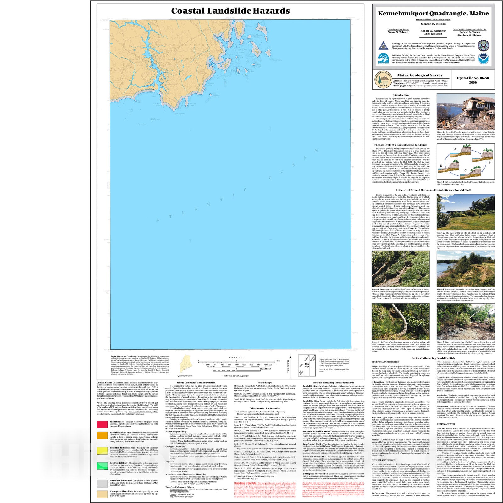 Map : Coastal landslide hazards in the Kennebunkport quadrangle, Maine, 2006 Cartography Wall Art :
