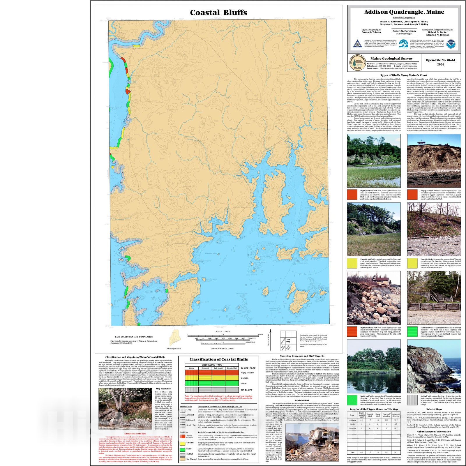 Map : Coastal bluffs in the Addison quadrangle, Maine, 2006 Cartography Wall Art :