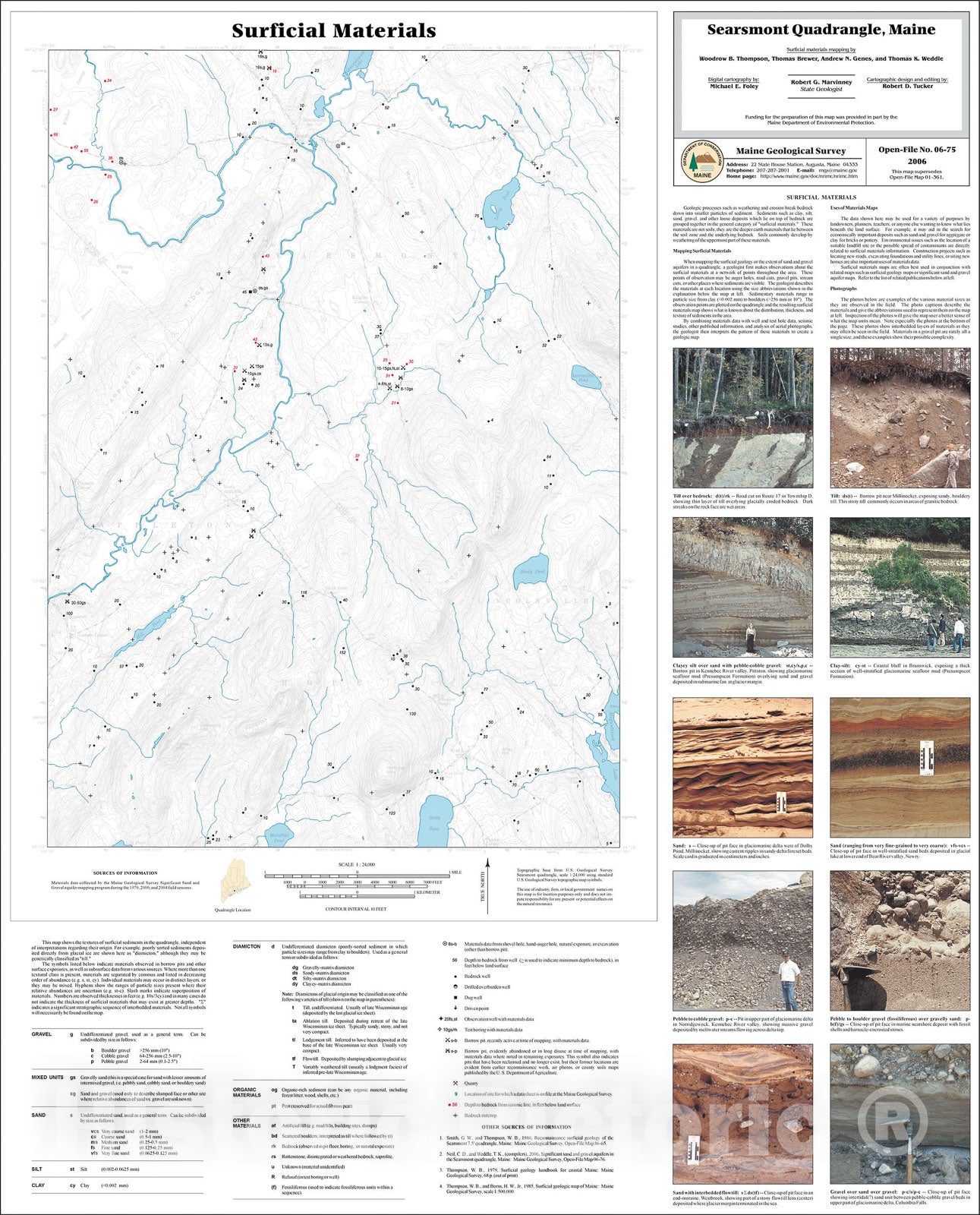 Map : Surficial materials of the Searsmont quadrangle, Maine, 2006 Cartography Wall Art :
