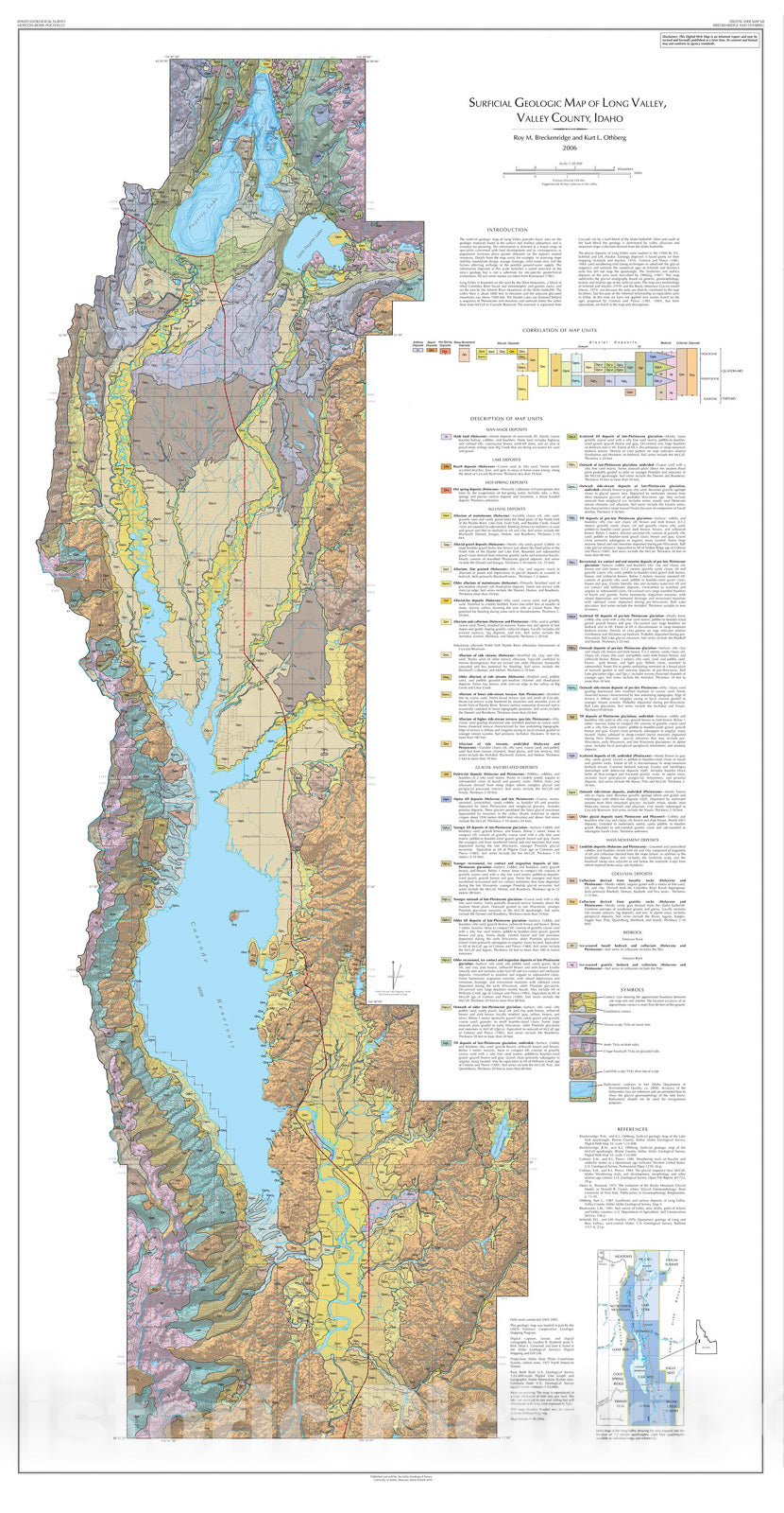 Map : Surficial Geologic Map of Long Valley, Valley County, Idaho, 2006 Cartography Wall Art :