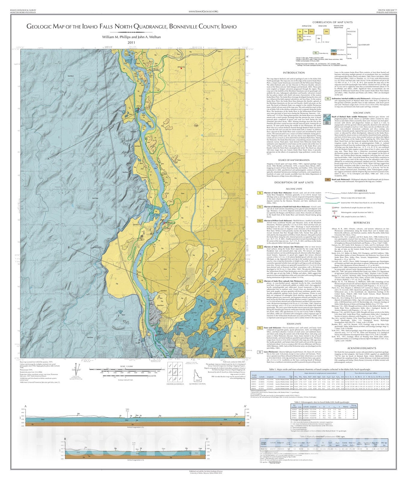 Map : Geologic Map of the Idaho Falls North Quadrangle, Bonneville County, Idaho, 2006 Cartography Wall Art :