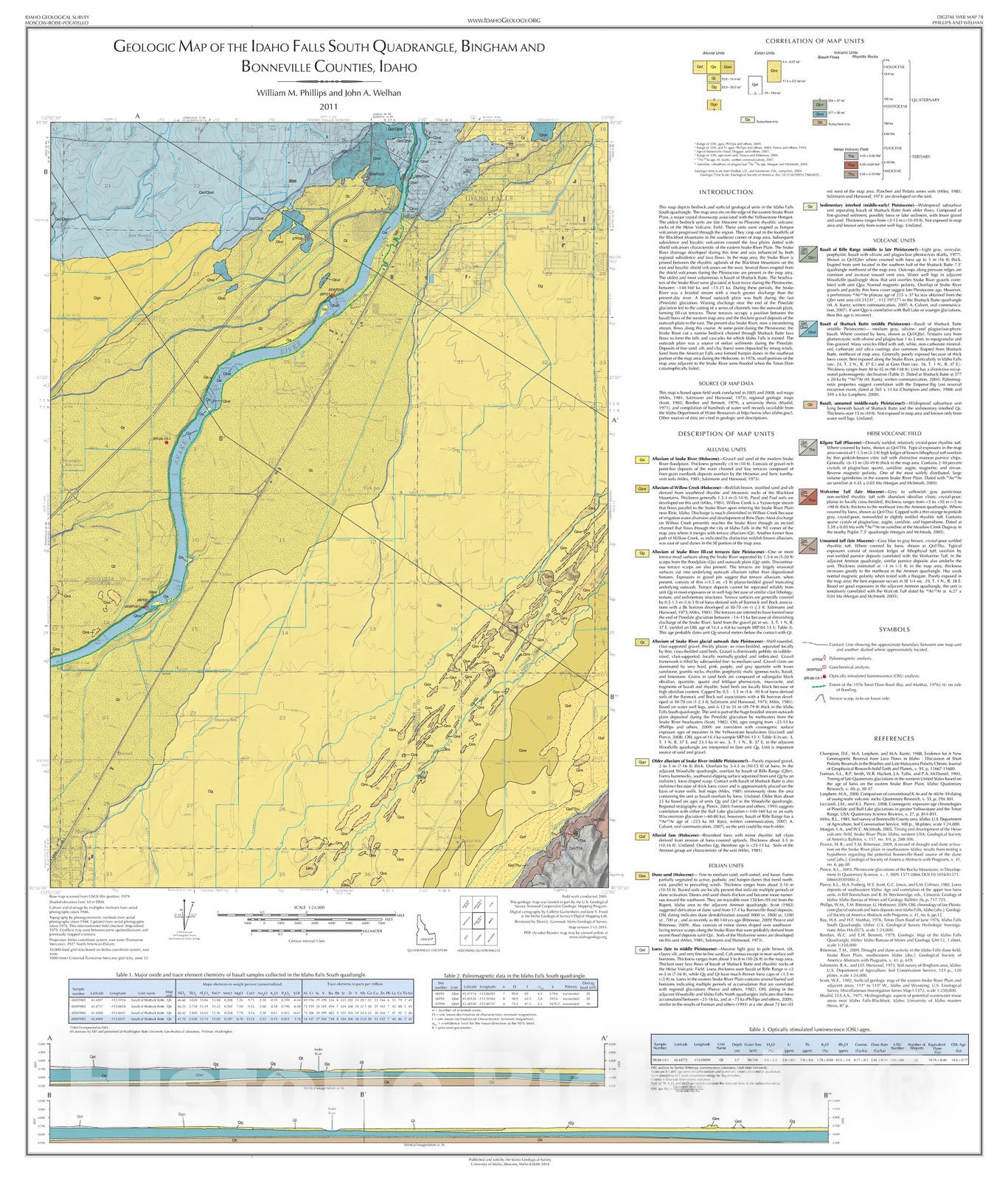 Map : Geologic Map of the Idaho Falls South Quadrangle, Bingham and Bonneville Counties, Idaho, 2006 Cartography Wall Art :