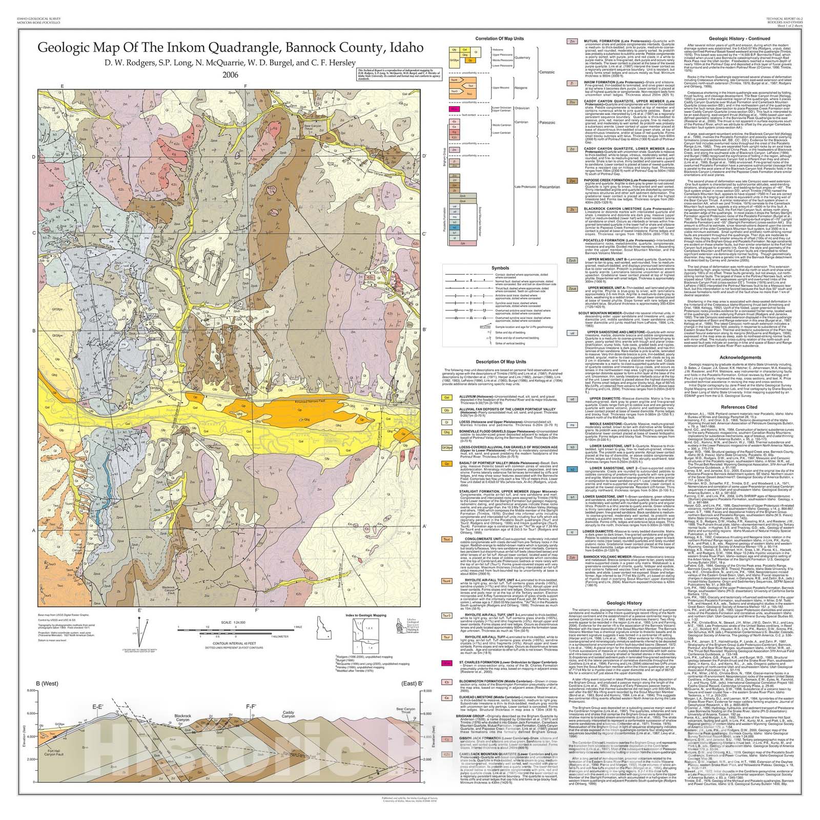 Map : Geologic Map of the Inkom Quadrangle, Bannock County, Idaho, 2006 Cartography Wall Art :