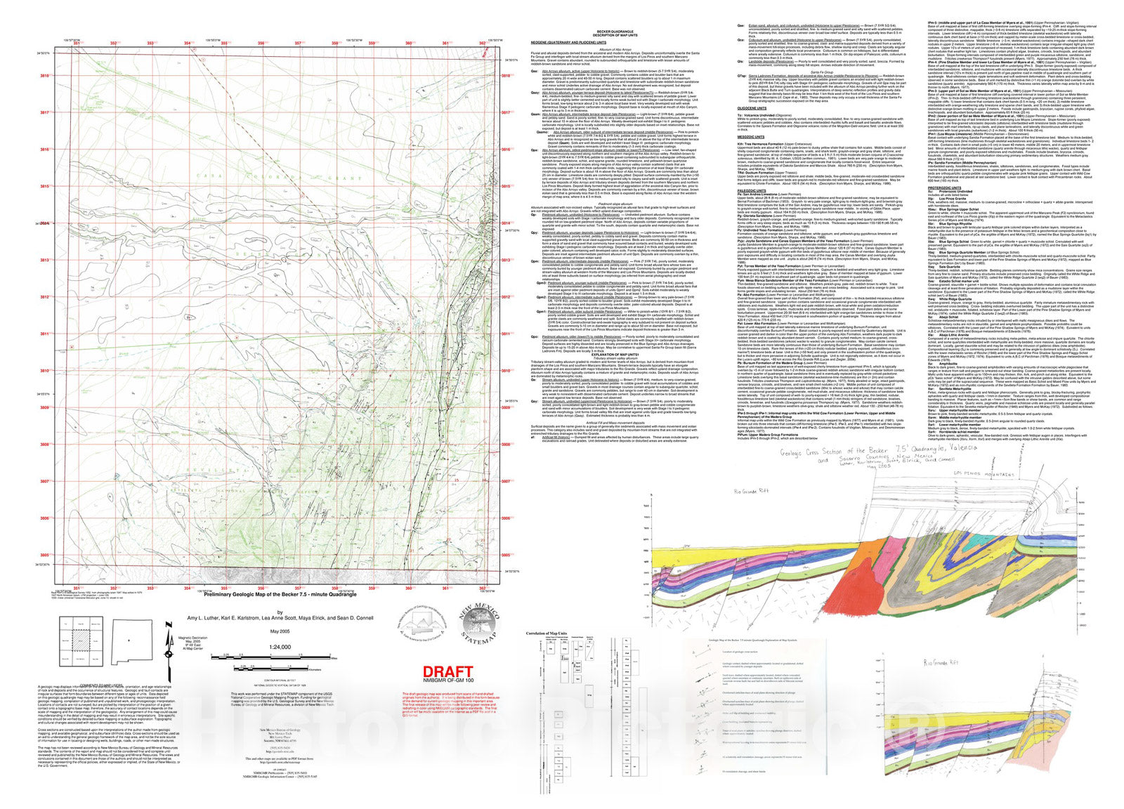 Map : Preliminary geologic map of the Becker 7.5 minute quadrangle, Valencia and Socorro counties, New Mexico, 2005 Cartography Wall Art :