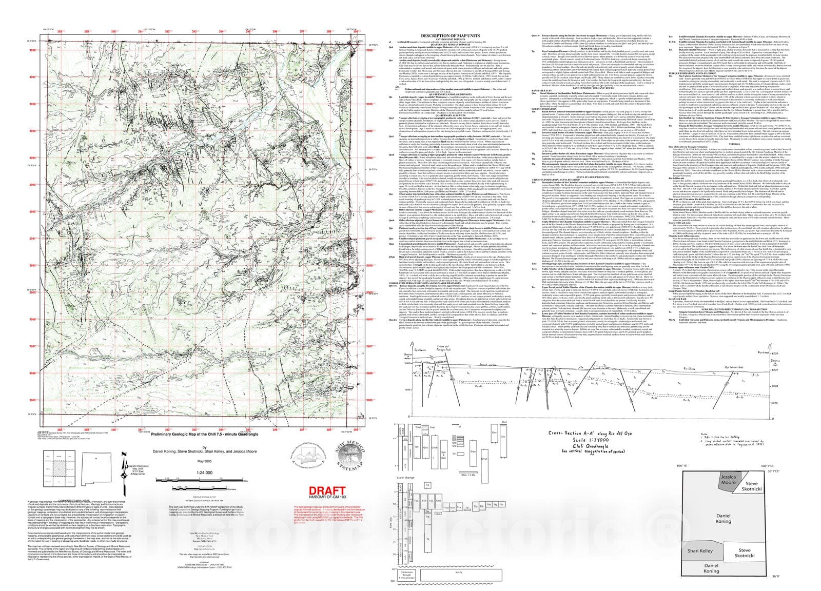 Map : Geologic map of the Chili 7.5 minute quadrangle, Rio Arriba County, New Mexico, 2005 Cartography Wall Art :