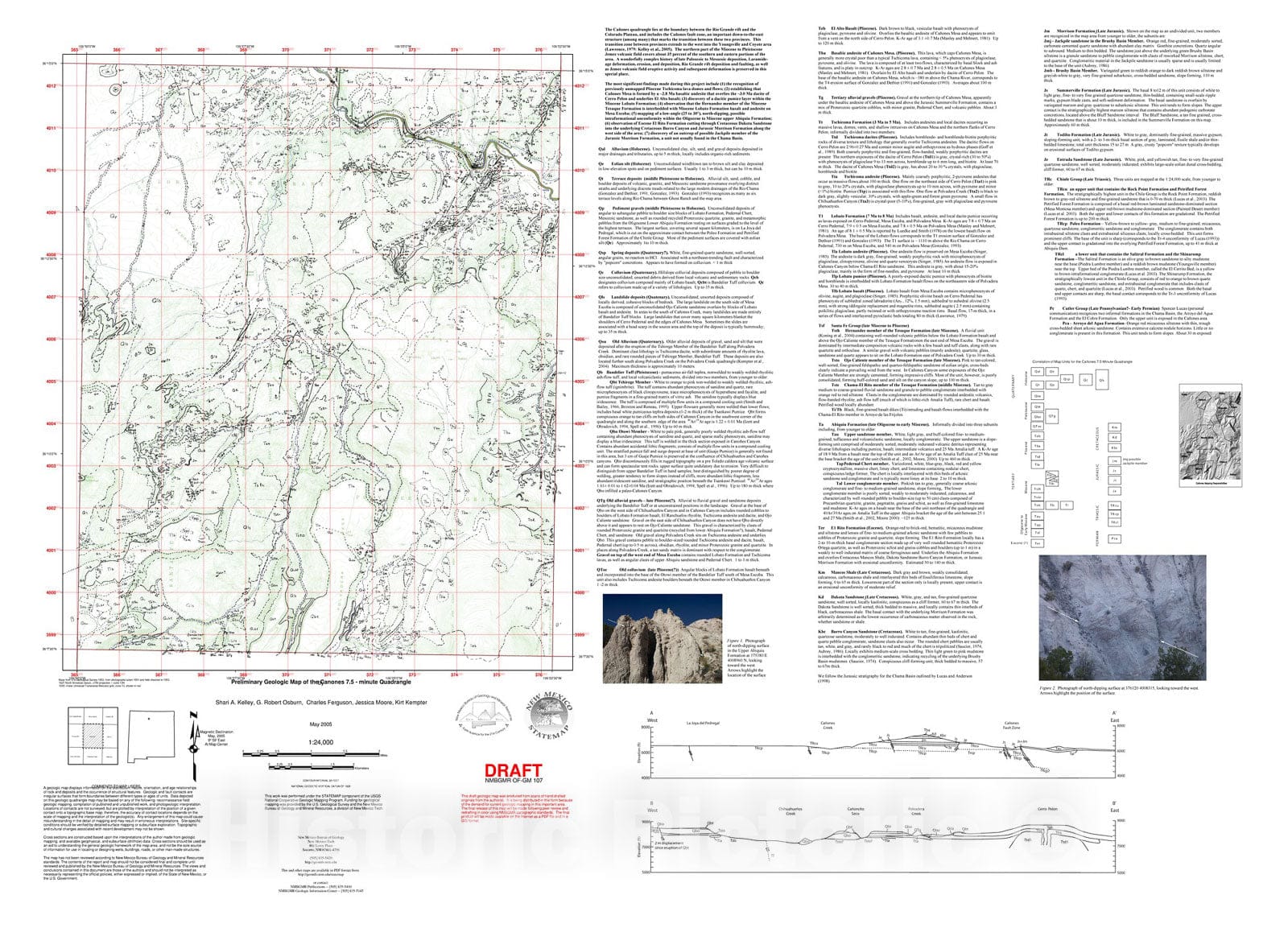 Map : Preliminary geologic map of the Canones 7.5 minute quadrangle, Rio Arriba County, New Mexico, 2005 Cartography Wall Art :