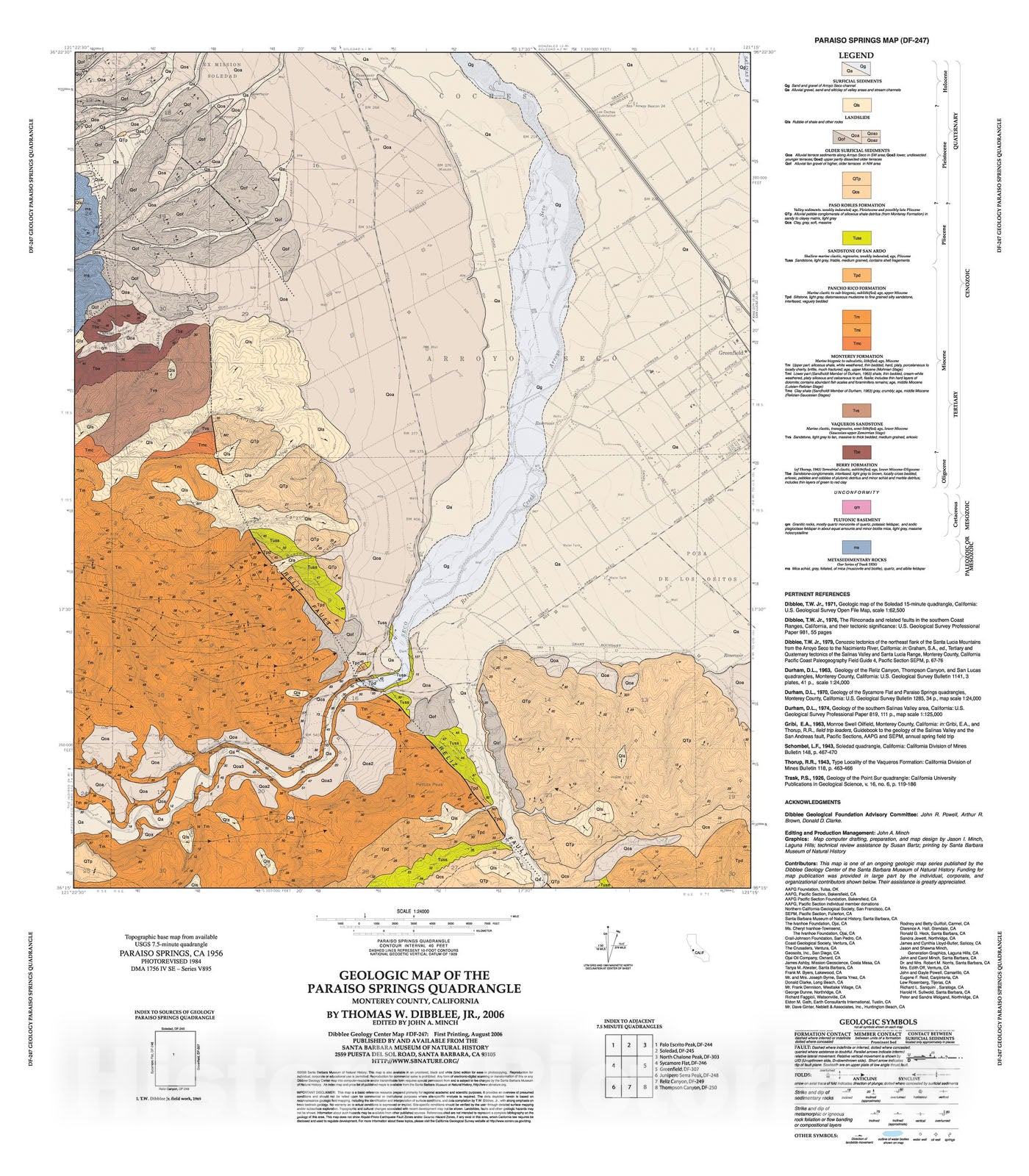 Map : Geologic map of the Paraiso Springs quadrangle, Monterey County, California, 2006 Cartography Wall Art :