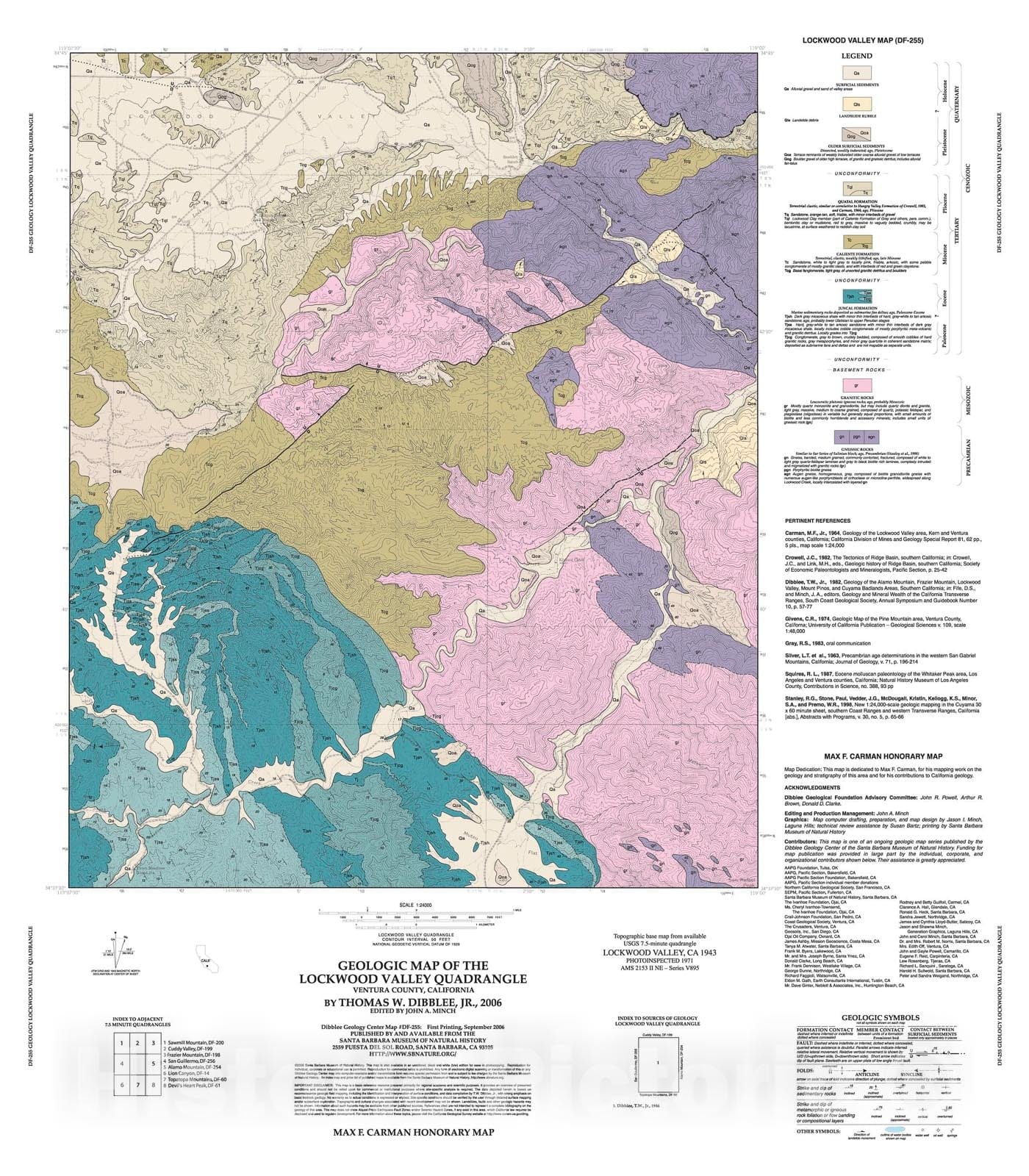 Map : Geologic map of the Lockwood Valley quadrangle, Ventura County, California, 2006 Cartography Wall Art :