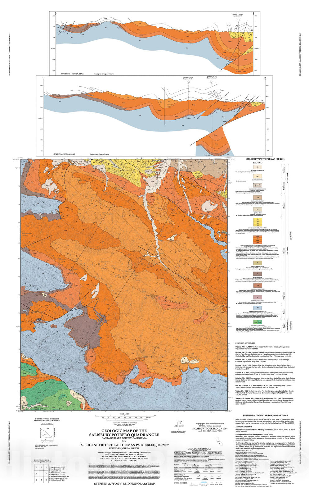 Map : Geologic map of the Salisbury Potrero quadrangle, Santa Barbara County, California, 2007 Cartography Wall Art :