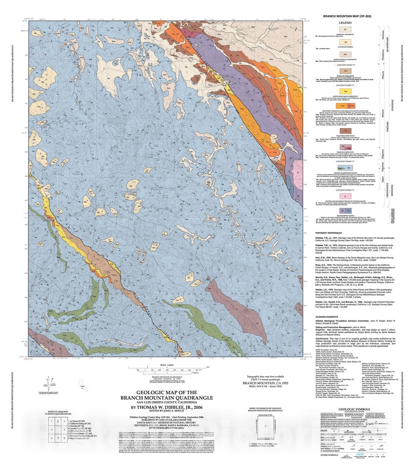 Map : Geologic map of the Branch Mountain quadrangle, San Luis Obispo County, California, 2006 Cartography Wall Art :