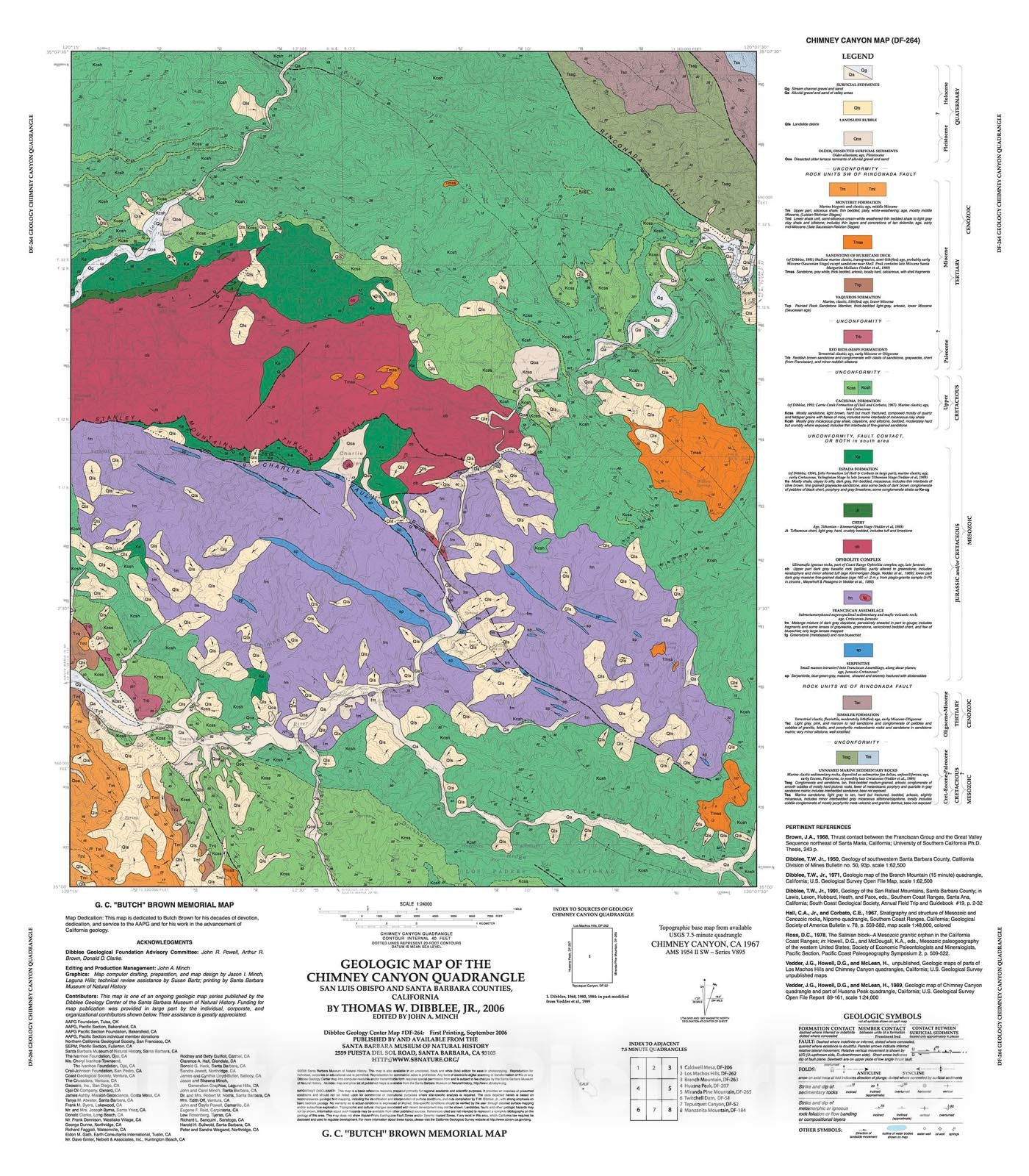 Map : Geologic map of the Chimney Canyon quadrangle, San Luis Obispo and Santa Barbara Counties, California, 2006 Cartography Wall Art :