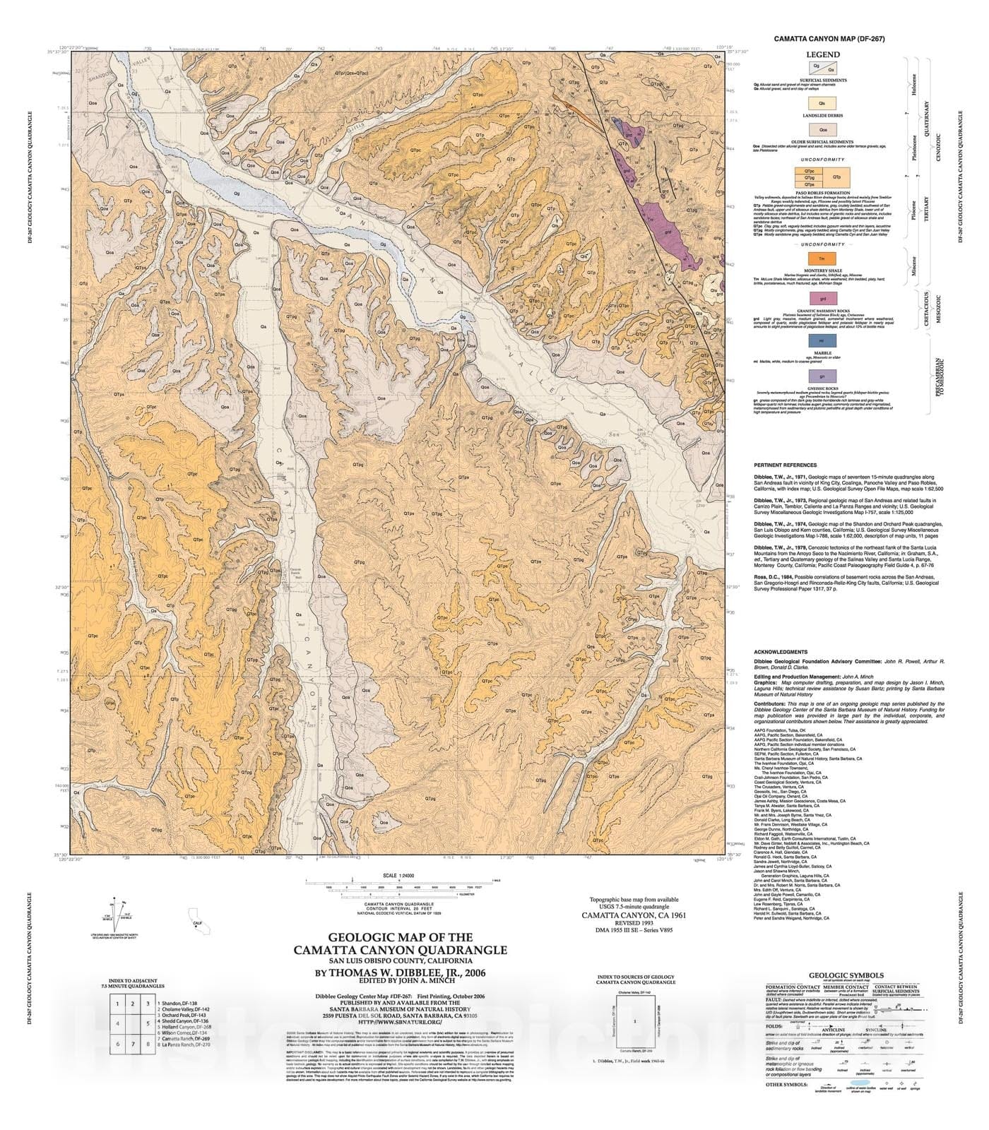 Map : Geologic map of the Camatta Canyon quadrangle, San Luis Obispo County, California, 2006 Cartography Wall Art :