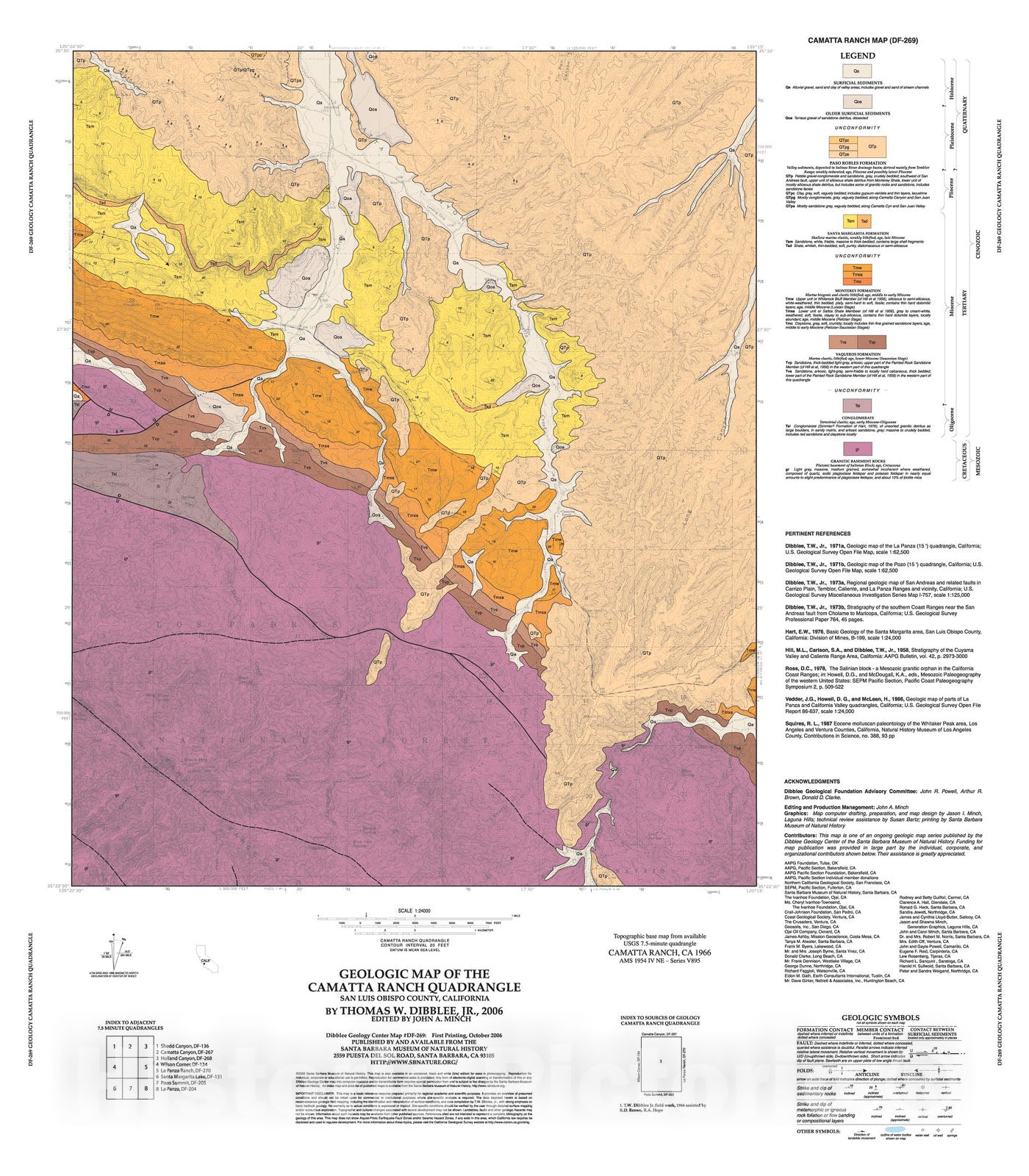 Map : Geologic map of the Camatta Ranch quadrangle, San Luis Obispo County, California, 2006 Cartography Wall Art :
