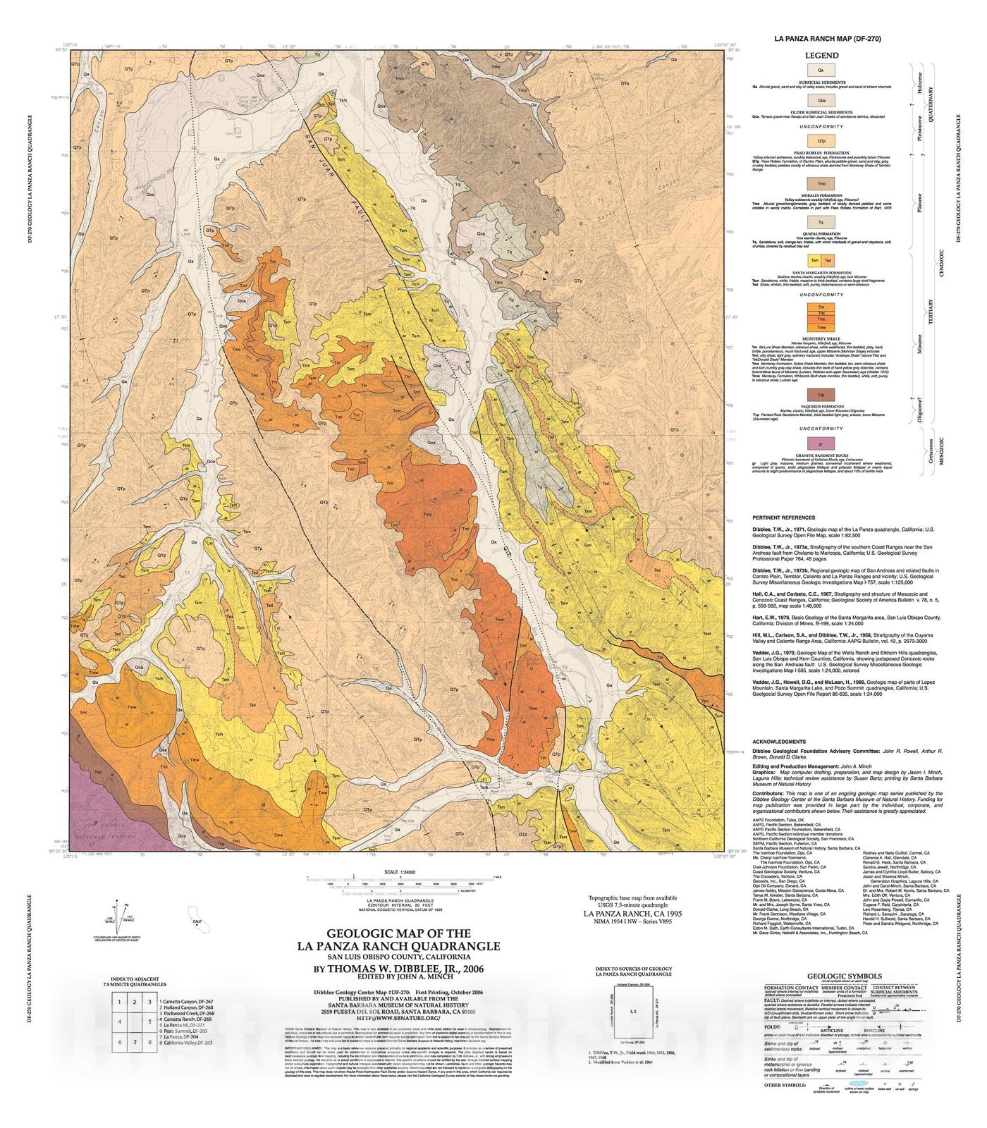 Map : Geologic map of the La Panza Ranch quadrangle, San Luis Obispo County, California, 2006 Cartography Wall Art :